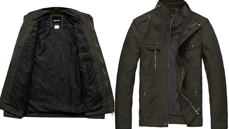 Wantdo's Cotton Stand Collar Front Zipper Jacket