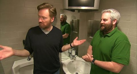 7. Conan fixes an issue with the men’s bathroom.