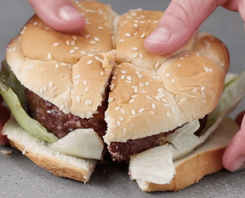 Cut your bacon cheeseburger in half before you eat it.