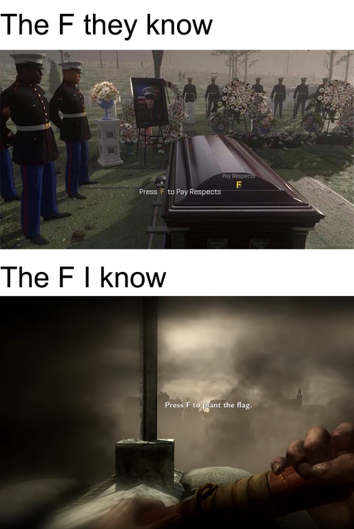  press F to pay respects funny gaming video games memes