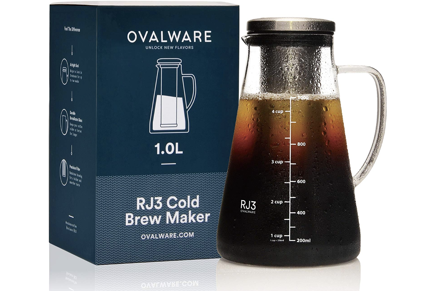 Ovalware Cold Brew Iced Coffee Maker and Tea Infuser