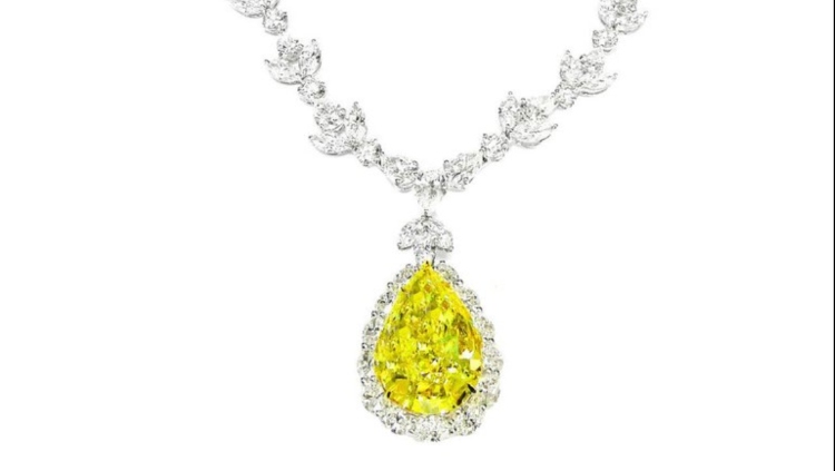 35.31 Carat Yellow Pear Diamond Necklace - $2.7 Million