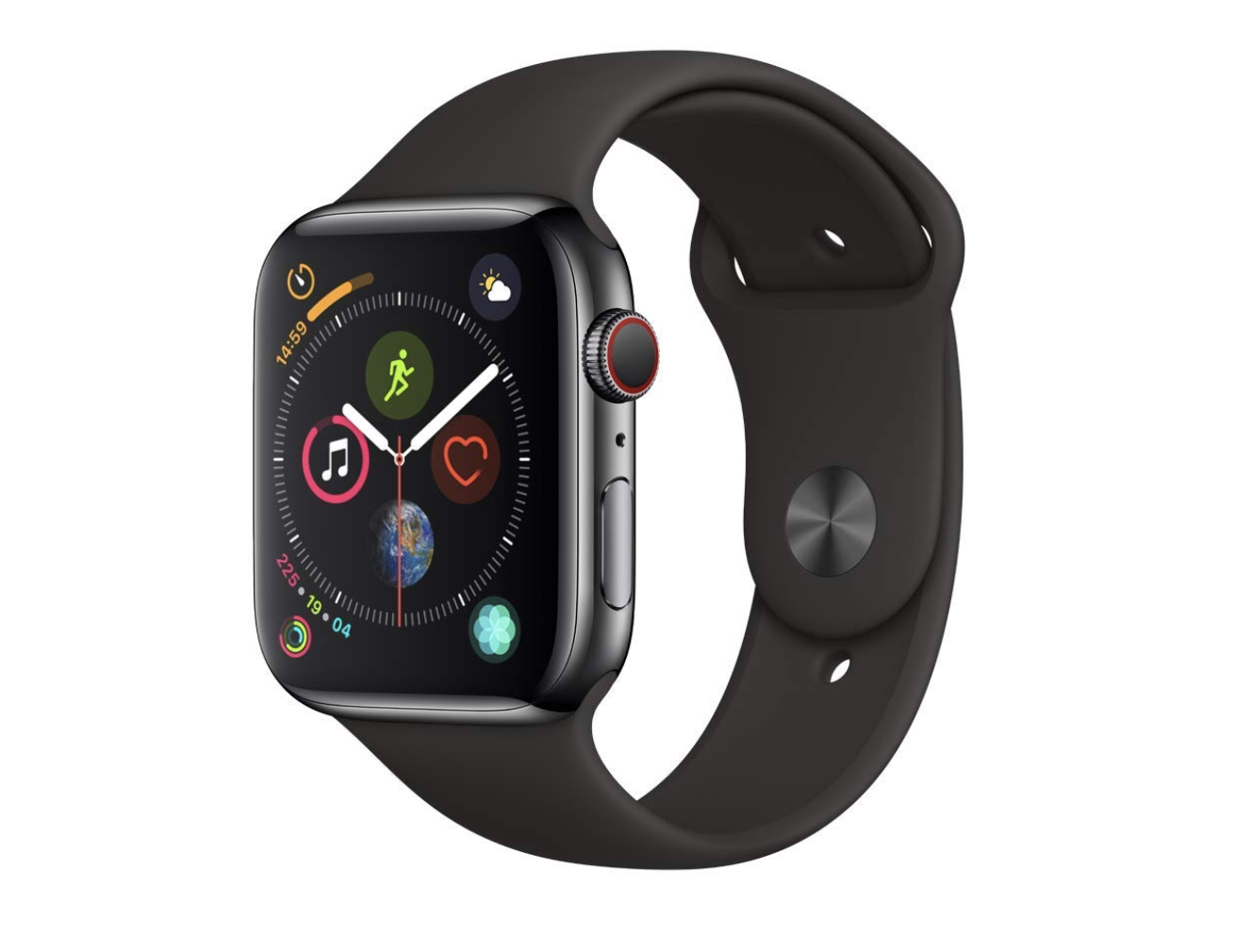 Apple Watch Series 4 (GPS + Cellular, 44mm) - Space Black Stainless Steel Case with Black Sport Band