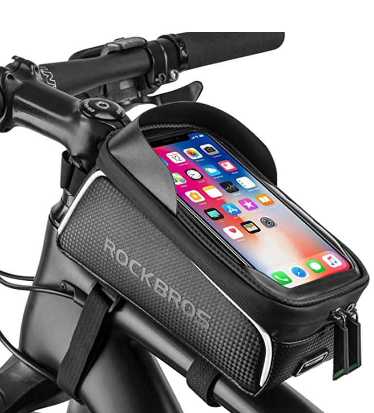 Bike Phone Front Frame Bag Bicycle Bag Waterproof Bike Phone Mount Top Tube Bag Bike Phone Case Holder Accessories Cycling Pouch Compatible with iPhone 11 XS Max XR Below 6.5”
