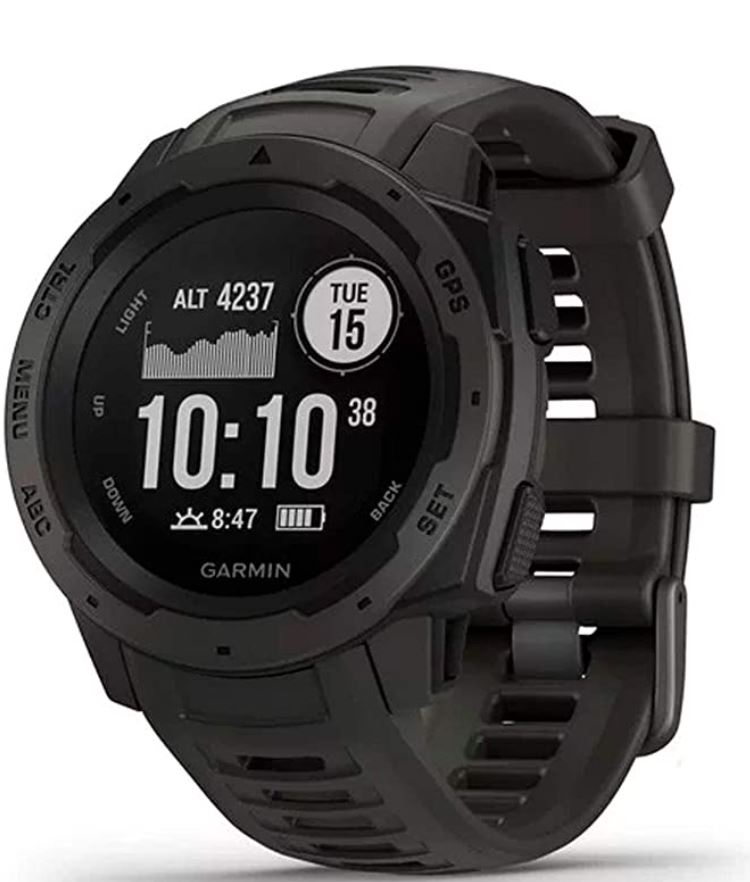Garmin 010-02064-00 Instinct, Rugged Outdoor Watch with GPS, Features GLONASS and Galileo, Heart Rate Monitoring and 3-Axis Compass, Graphite