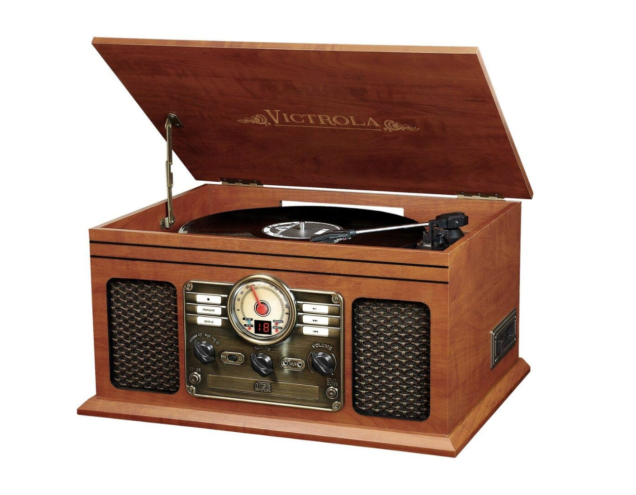  Victrola Nostalgic Classic Wood 6-in-1 Bluetooth Turntable Entertainment Center