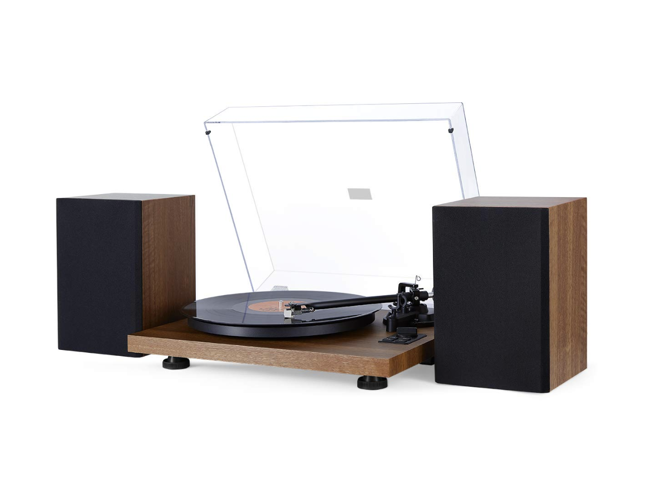 1byone Wireless Turntable Hi-Fi System with 36 Watt Bookshelf Speakers, Vinyl Record Player with Magnetic Cartridge