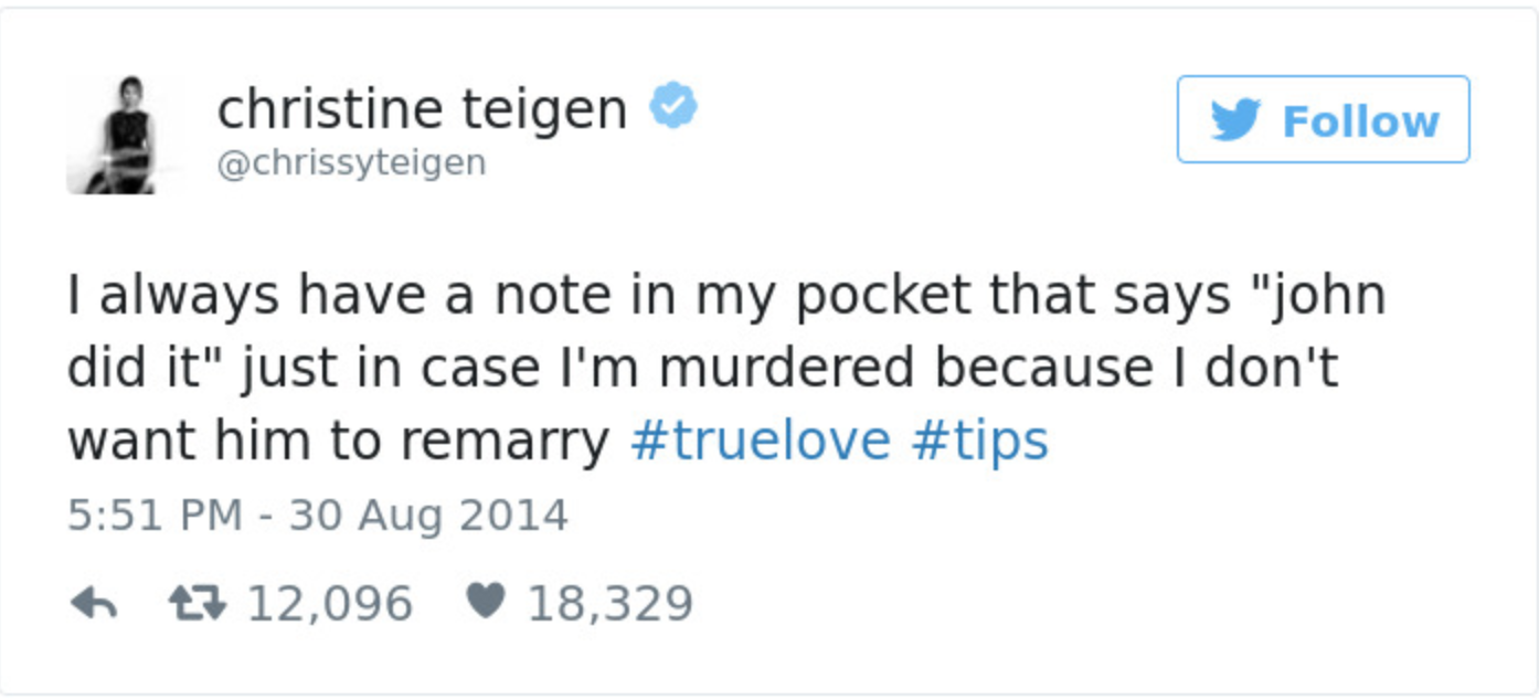 Teigen Tweets Farewell #13