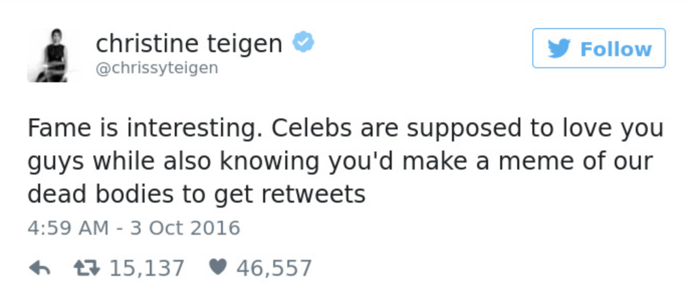 Teigen Tweets Farewell #20