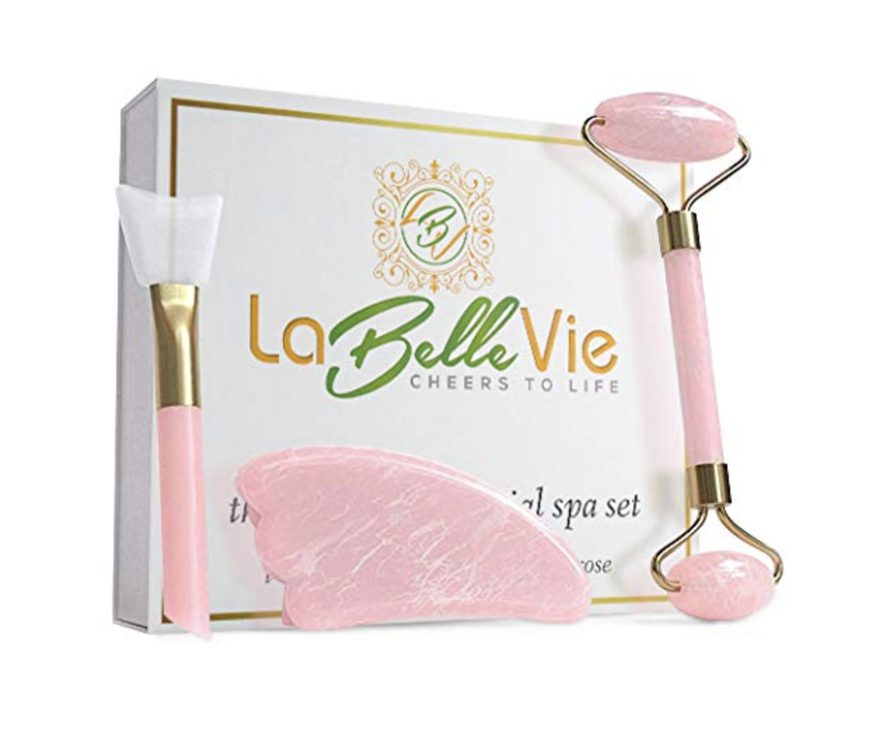 La Belle Vie Spa Grade Jade Roller and Gua Sha Facial Tool Set