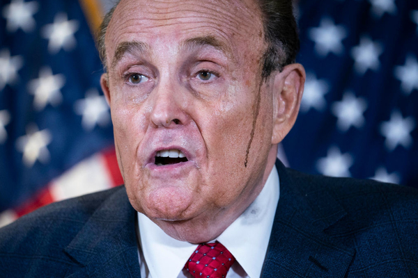 Spoiled Brains of Rudy Giuliani Appear to Melt the More Lies He Tells, Leaving His Ears During Tall-Tale Press Conference