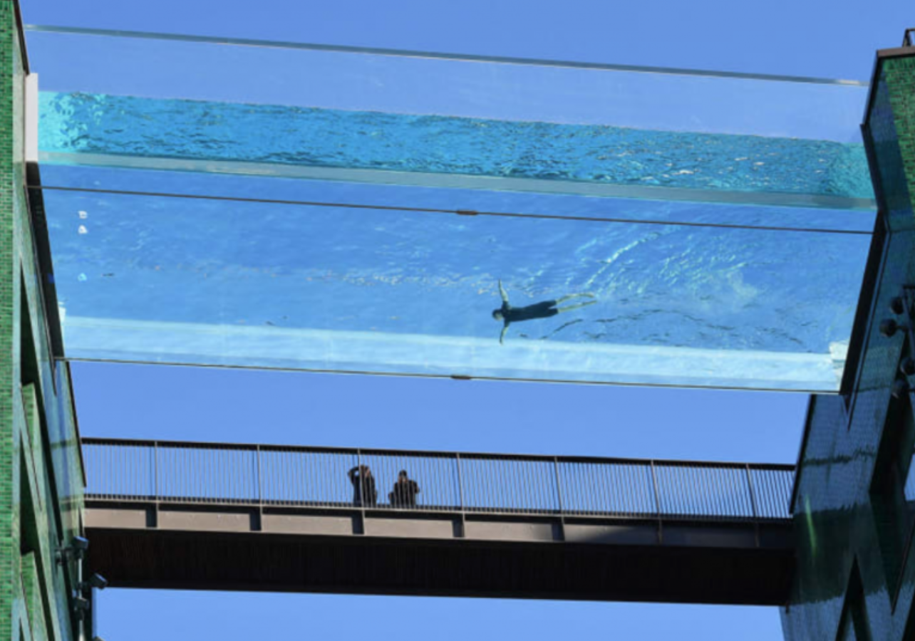 Meanwhile in London: Photos of World’s First Glass Sky Pool Opens, Adds Exciting New Way to Tease Death From Leisurely Activity