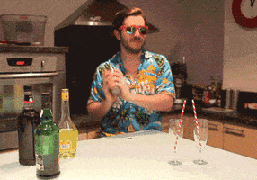 Making a cocktail.
